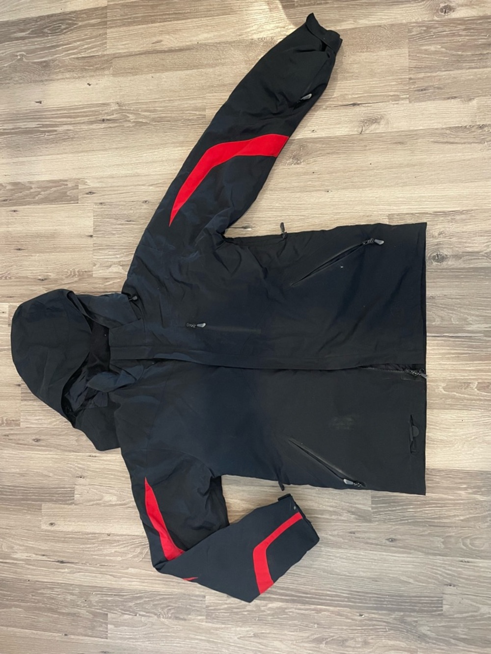 Men's Black Polar Edge Ski Jacket with Red Accents